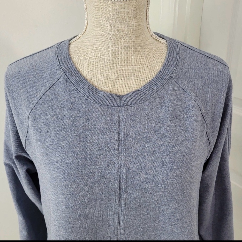 Athleta Sweatshirt Womens M Blue Farallon Terry Pullover Sweats Crewneck Beachy - Picture 2 of 9